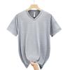 Summer Thin Plus Size Short Sleeved T-shirt For Men's Loose Half Sleeved V-neck Ice Silk T-shirt