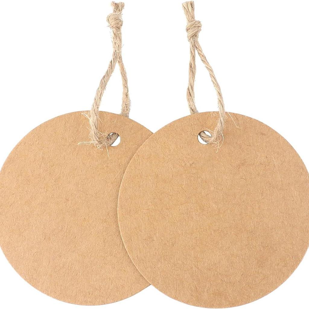 Round Kraft Paper Tags - Blank Halloween, Christmas, Thanksgiving Cards In Black & White for Handmade Labels