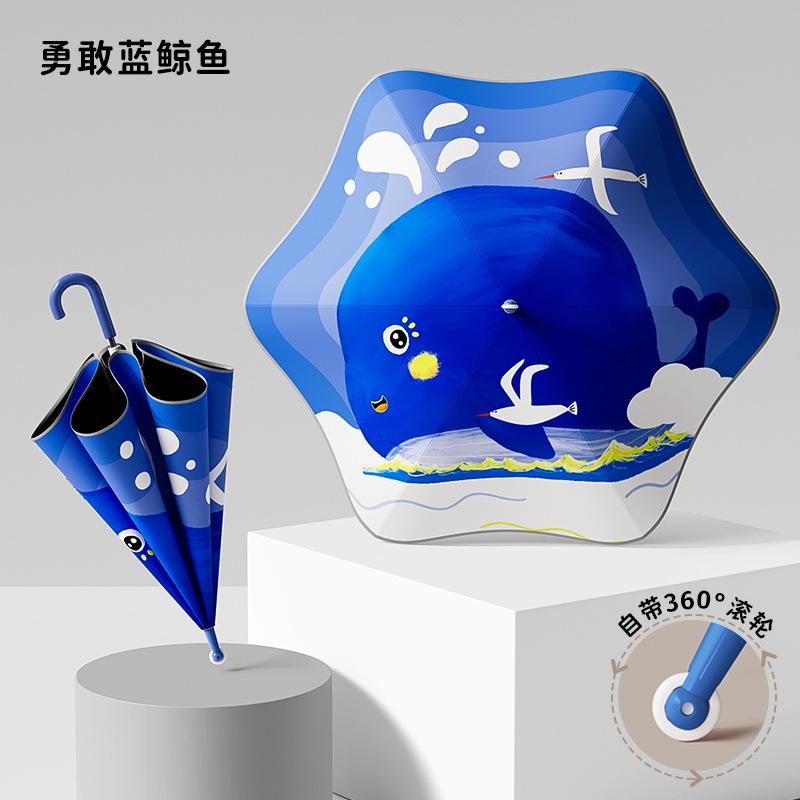 Kinderregenschirm Cartoon Langstielregenschirm Roller Groß Grundschüler Stichfest Kinder Vinyl Sonnig Regen