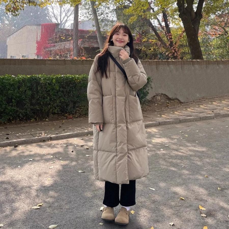 Long Sleeve Puffer Cotton Jacket Women Winter New Korean Style Loose Fit Stand Collar Plus Size Warm Cotton Jacket