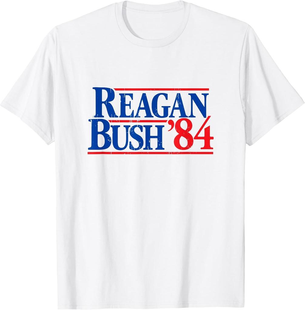 NEW! Reagan Bush '84 Vintage Republican Politic Lover Gift Tee Made In Usa