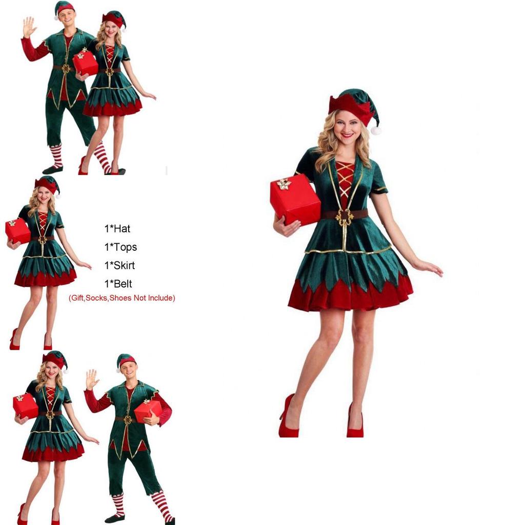 Durable Christmas Costume For Couples With Fashionable Style And Soft Velvet Feel