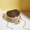Ladies' Fashionable Black Round Shoulder Bag with Gold Accents and Decorations - A Compact Synthetic Leather Mobile Wallet Suitable for Daily Use