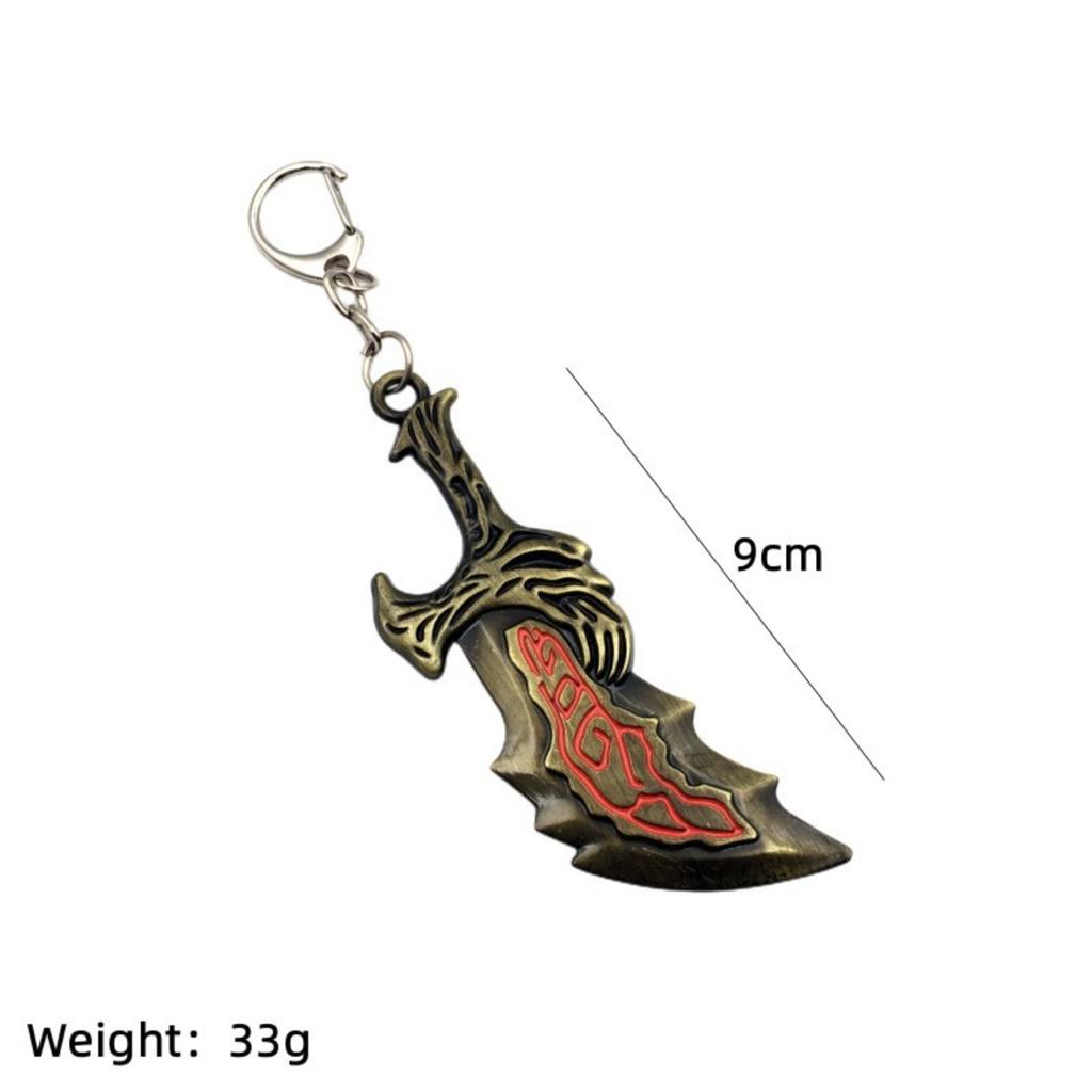 Gods Of War 5 Qui-Gon Axe Keychain Weapon Model Shield Pendant