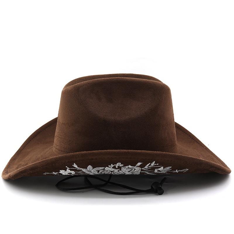 Western Style Embroidered Wide Brim Hat Outdoor Travel Jazz Hat