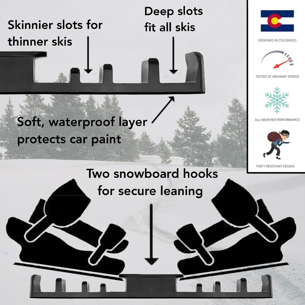 SnoStrip The Original Magnetic Ski Snowboard Protect Your Paint and Gear On the Side of Your & Holder. Vehicle.