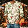 Men's Casual Shirt with Raglan Three-Quarter Sleeves, Christmas Print