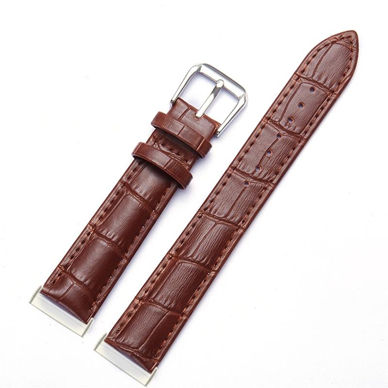 For Fitbit Versa 3/Sense Genuine Leather Watch Band Crocodile Texture Replacement Strap with Stainless Steel Buckle Bracelet