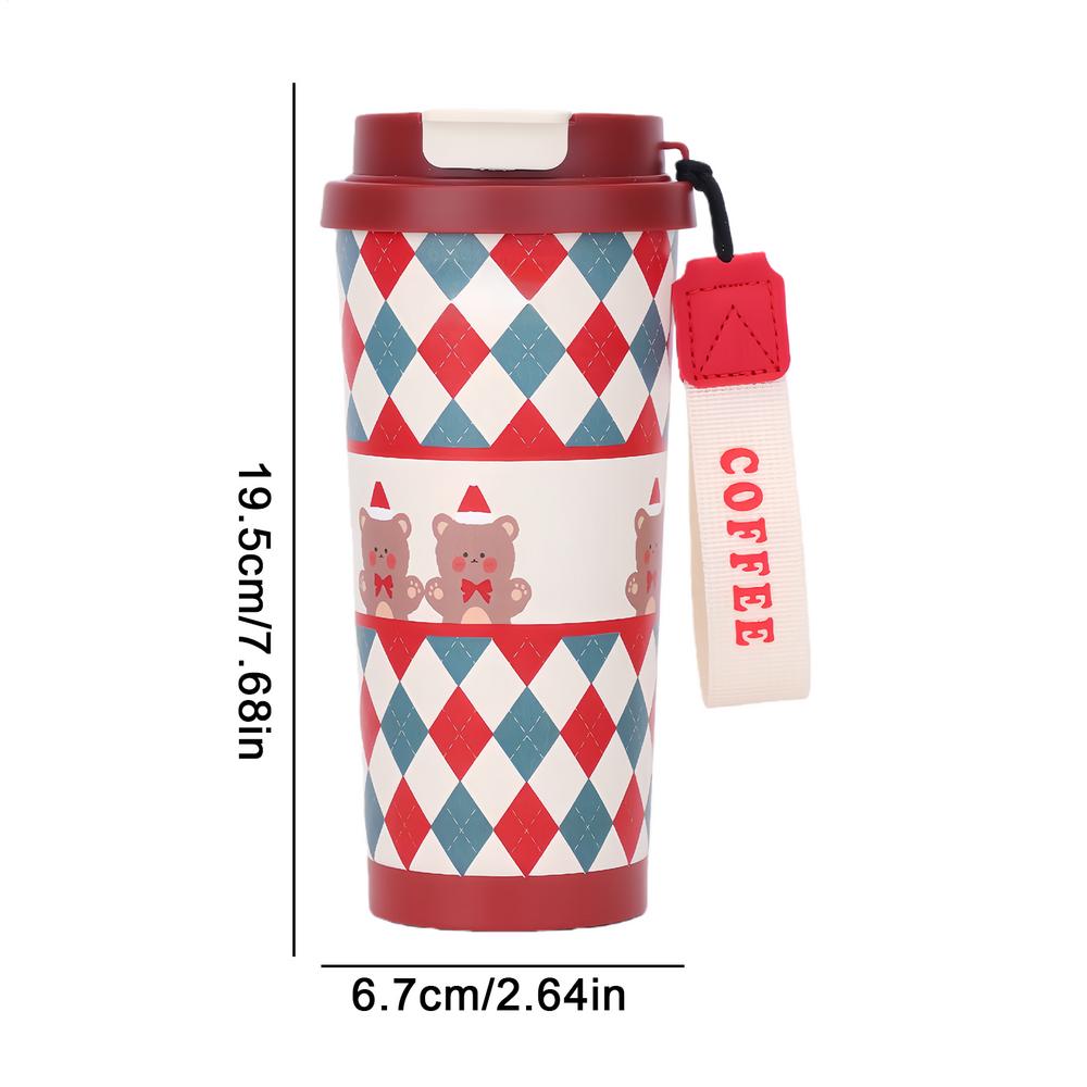 Christmas Stainless Steel Insulated Cup Double-layer Water Mug With Lid And Straw For Office Students Travelers Outdoor