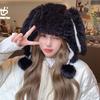 Winter Thickened White Plush Cartoon Rabbit Ears Female Age Reduction Sweet and Cute Ear Protection Warm Pullover Cap