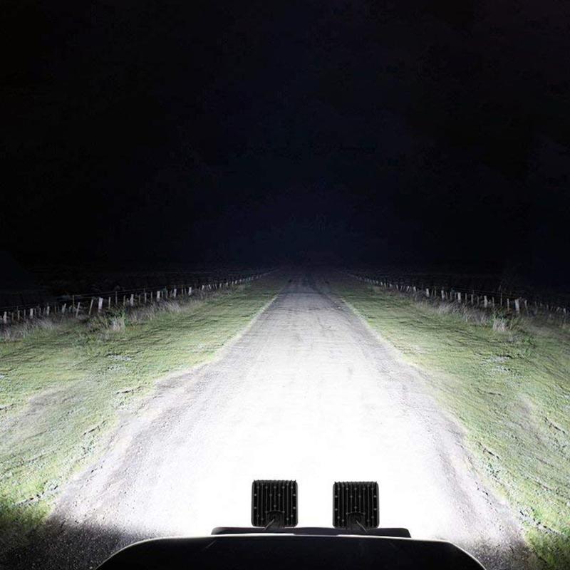 12-24V 48W 4-Inch Square White LED Work Light Pods Flood Spot Lamp 6000K Universal for Car Off Road Truck SUV Van