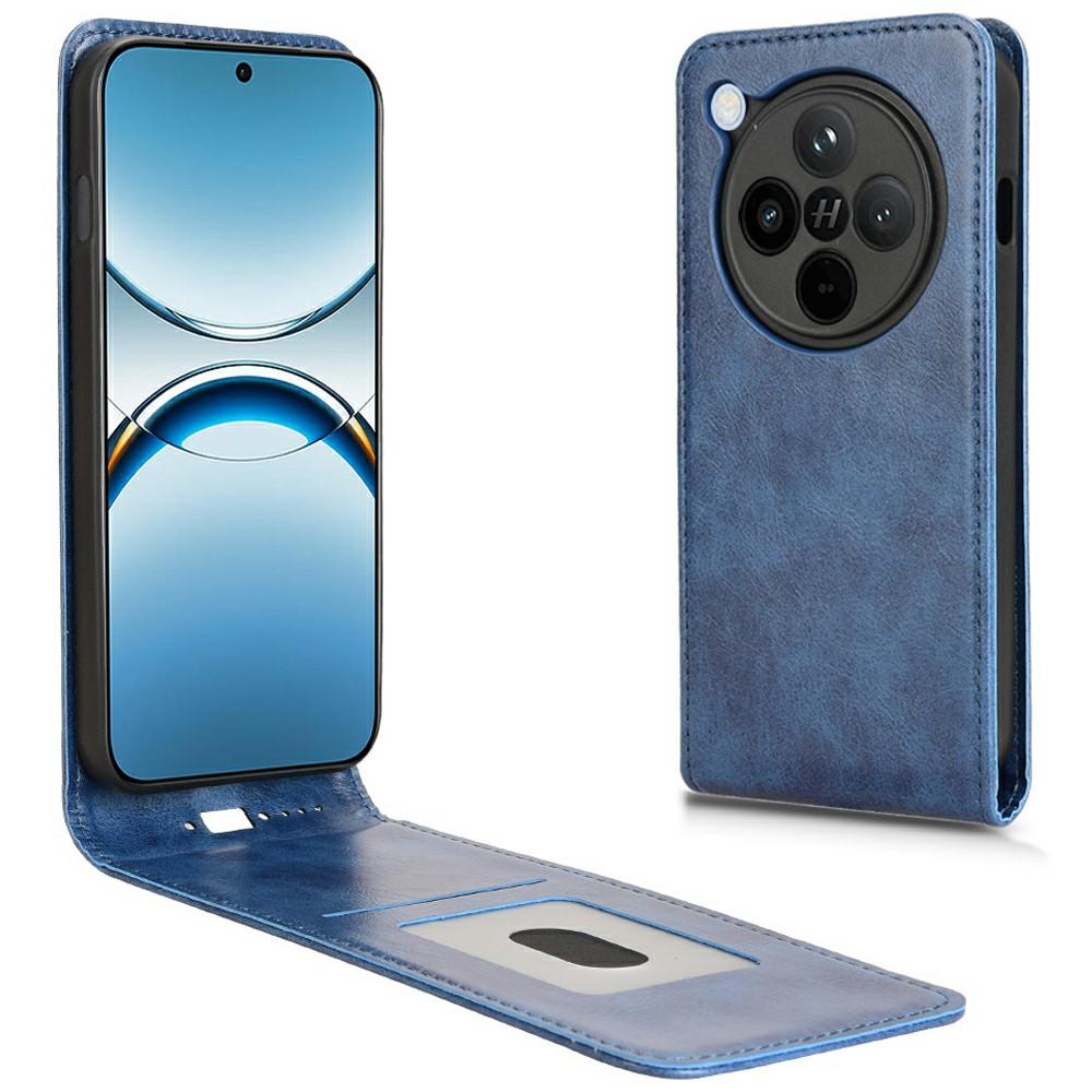 

For Oppo Find X8 Pro 5G Case with Card Slot Magnetic Vertical Flip Leather Phone Cover Dark Blue