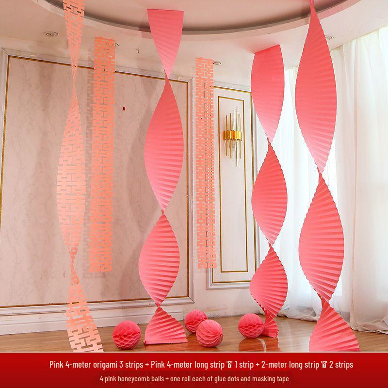 Wedding Origami Wave Festive Decoration Set: Extra Long Pull Flower Strips
