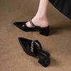 Large size patent leather beautiful fashion high sense bag head slippers women wear summer new with skirt pointed slippers