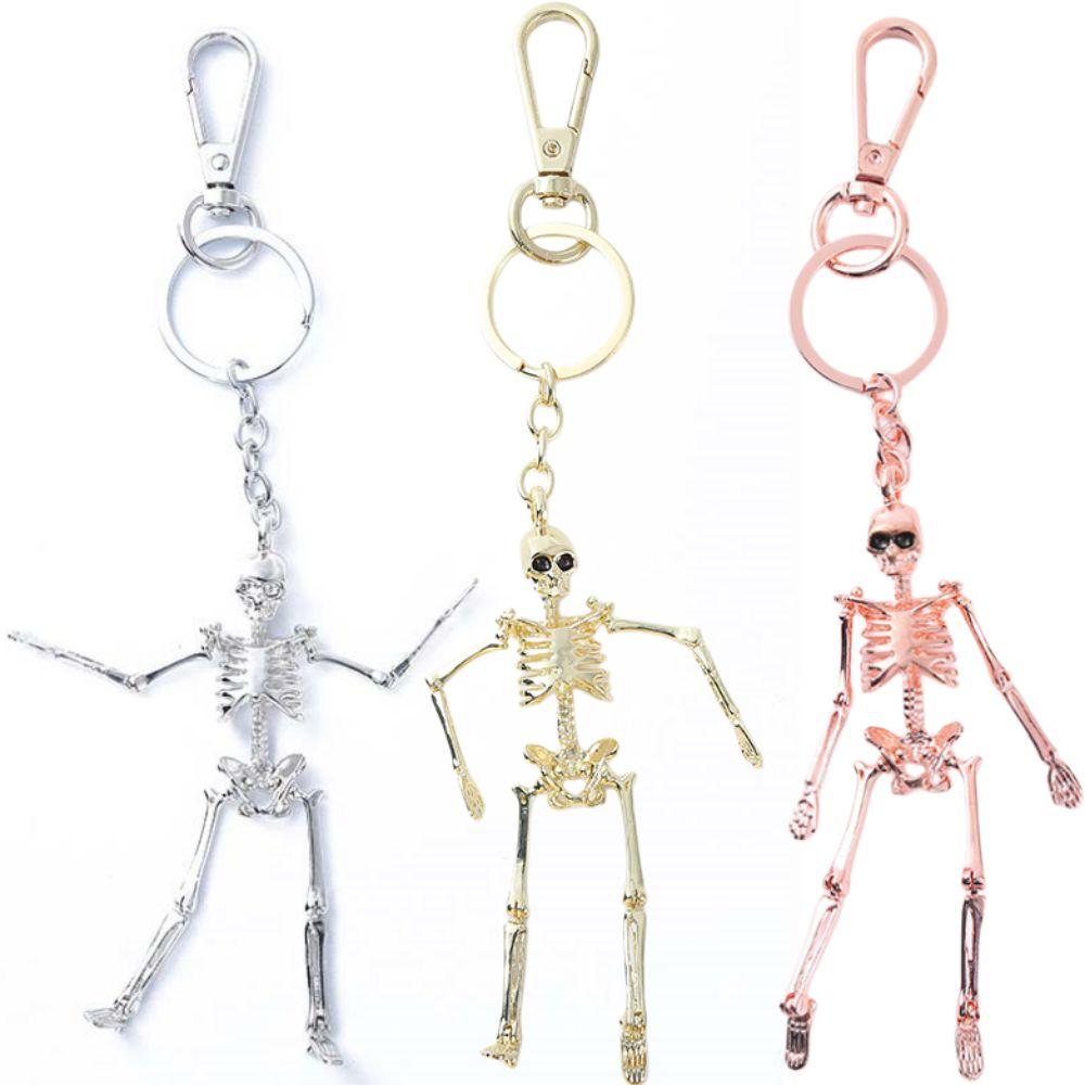 Movable Human Skeleton Pendant Punk Style Gothic Keychain Novelty Skull Keychain Halloween