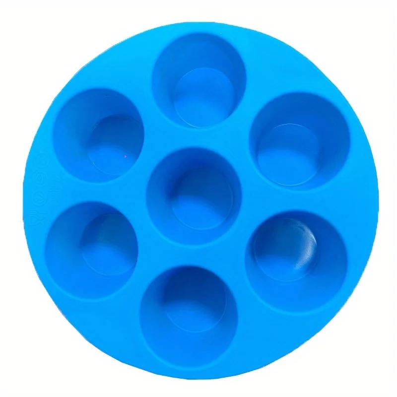 Silicone Egg Bite Molds for Air Fryer - 7-Cavity Non-Stick Muffin Pan for Cupcakes/Quiches/Tarts - Dishwasher Safe