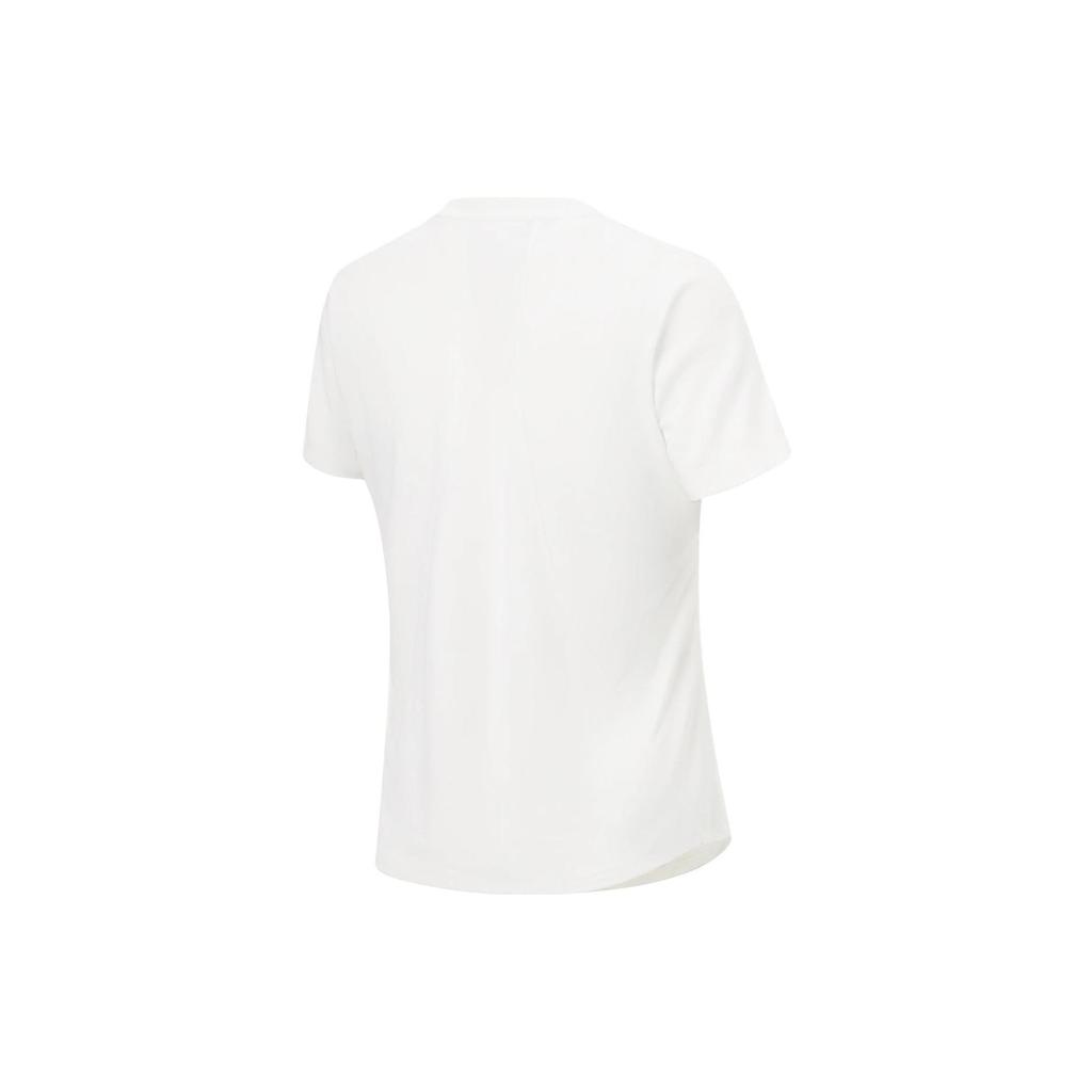 Li-Ning Fitness Series Solid Color Ribbed Crew Neck Sport Short Sleeve T-Shirt Women Tops Off-White ATST578-1