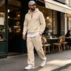 Men's Warm Lined Hoodie and Wide Leg Cargo Pants Set, Casual Relaxed Fit for Outdoor Sports