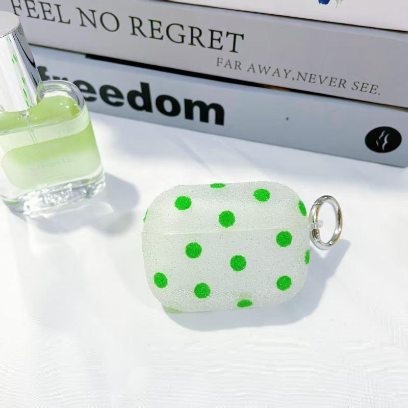 Cute sparkling polka dot headphone case suitable for soft silicone protective case with keychain anti drop shell
