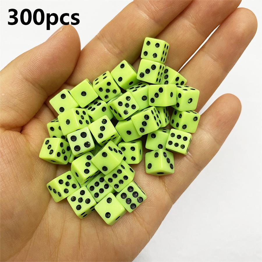 300pcs 8mm Six-Sided Dice Set White Black Green Colors Bulk RPG Dice for Tabletop Games D&D Casino Nights and Party Favors JXB