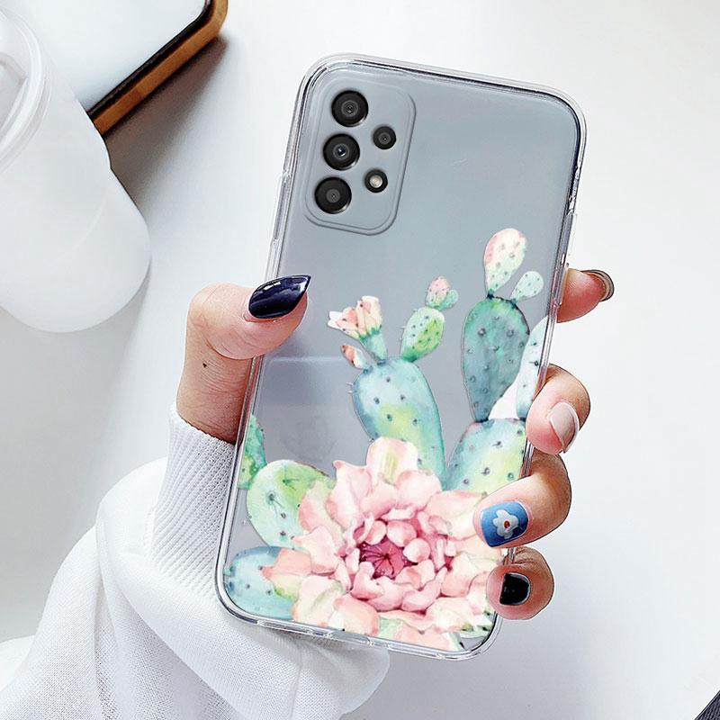 Phone Case For Samsung A53 5G A33 Floral Silicon Cover For Samsung Galaxy A73 Fundas Coque Transparent Soft Capas Flower TPU