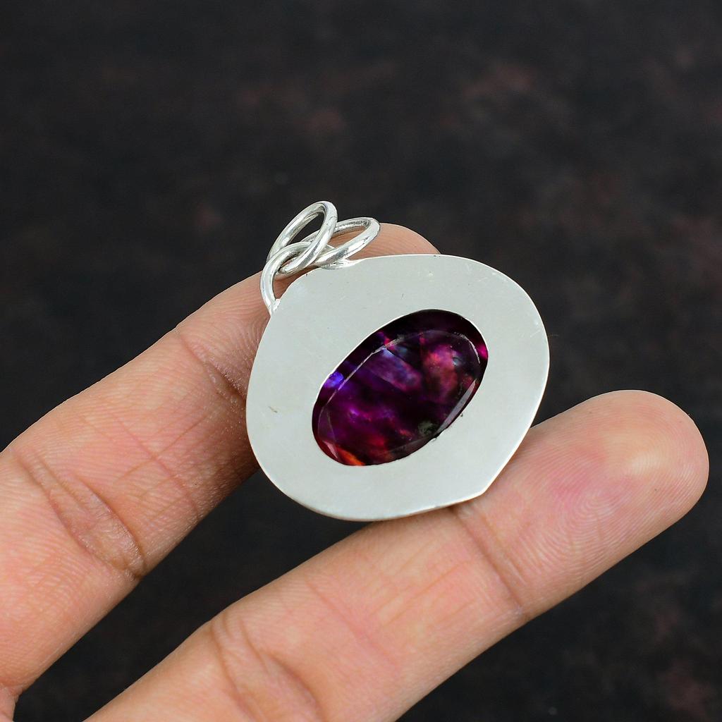 Faceted Ammolite Pendant Original Gemstone Pendant Antique Jewelry 925 Sterling Silver Pendant Handmade Pendant Stylish Pendant Wedding Gift