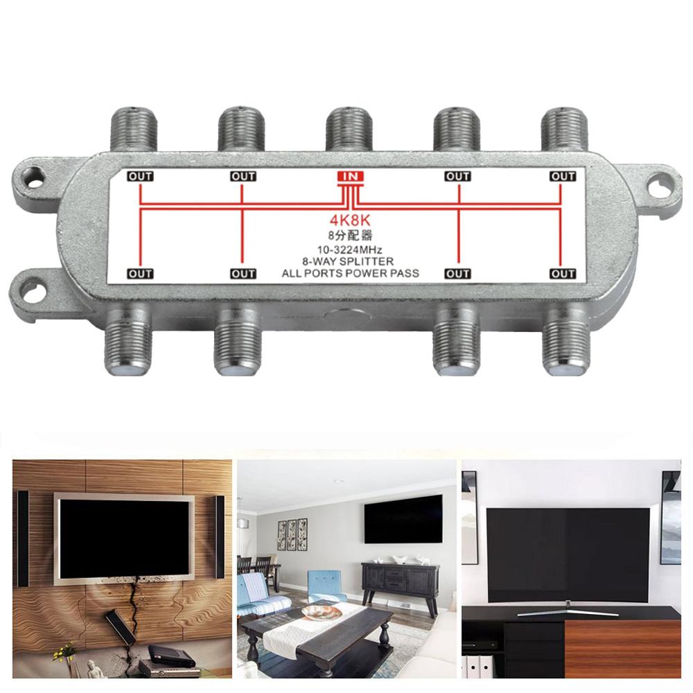 10-3224MHz 8 Way Signal Satellite Splitter GSP-08 TV Antenna RF Sat Coaxial Diplexer Combiner Cable Switch Switcher Dropshipping
