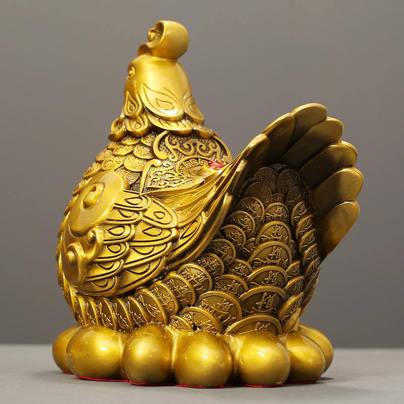 Hen Golden Rooster Laying Eggs Creative Copper Coin Hatching Egg Sculpture Home Living Room Bedroom Office Decoration Crafts 1Pc