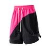 Shorts de verão com blocos de cor cor de pele de gelo, calças de três quartos, calças casuais, macacão