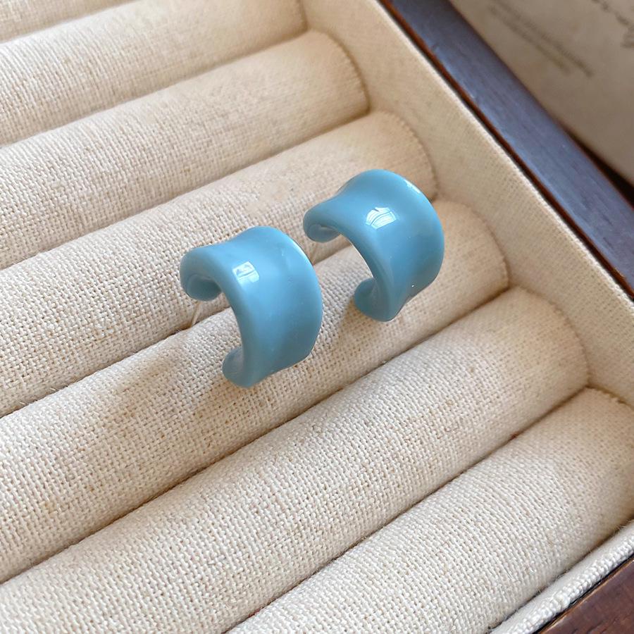 Candy Color C-Shaped Geometric Ear Cuff: Silver Needle Earrings for Women - Stylish, Unique, High-Class Design