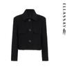 ELLASSAY 2025 Autumn Lambswool Blend Cropped Lapel Wool Coat for Women