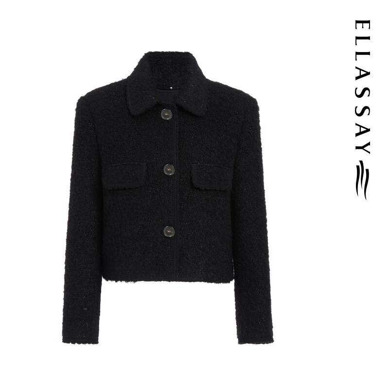 ELLASSAY Women's Cropped Lapel Wool Blend Coat