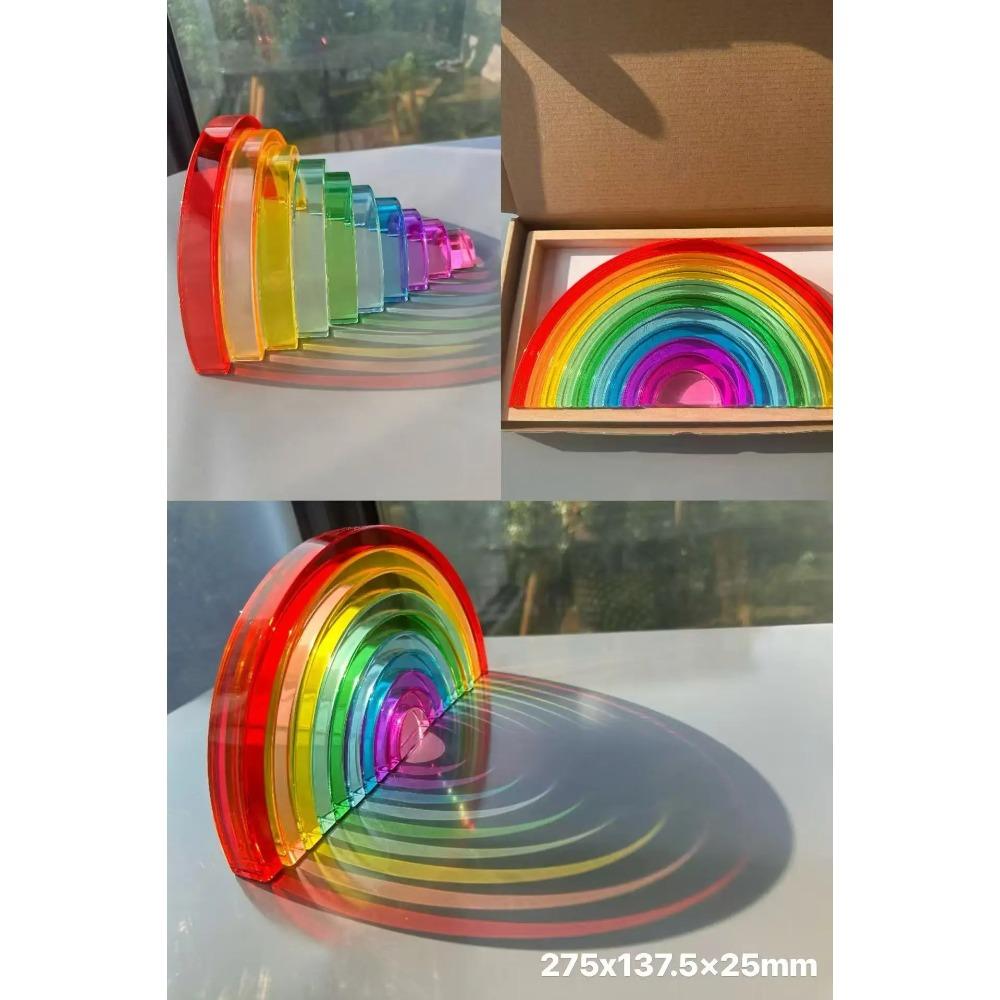 Nový design Montessori hračky prohlédnou duhové Lucite stohovací bloky Akryl Vysoce transparentní pro děti Open Play
