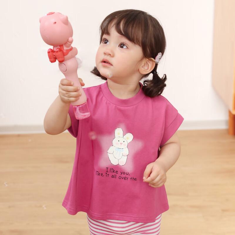 LUSON Baby Girls Summer Mid-Length Short Sleeve T-Shirt 110