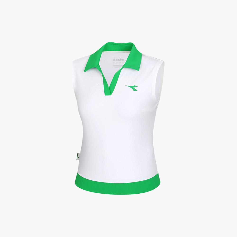 diadora Crosscoat Contrast Collar Sleeveless Ivory