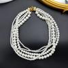 Vintage Necklace With Strong Light Round Shape Multiple Layers Of Weaving Layering Versatile Temperament Collarbone Pearl