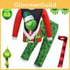 Festive Christmas Green Monster The Grinch Cosplay Pajamas Costume For Kids