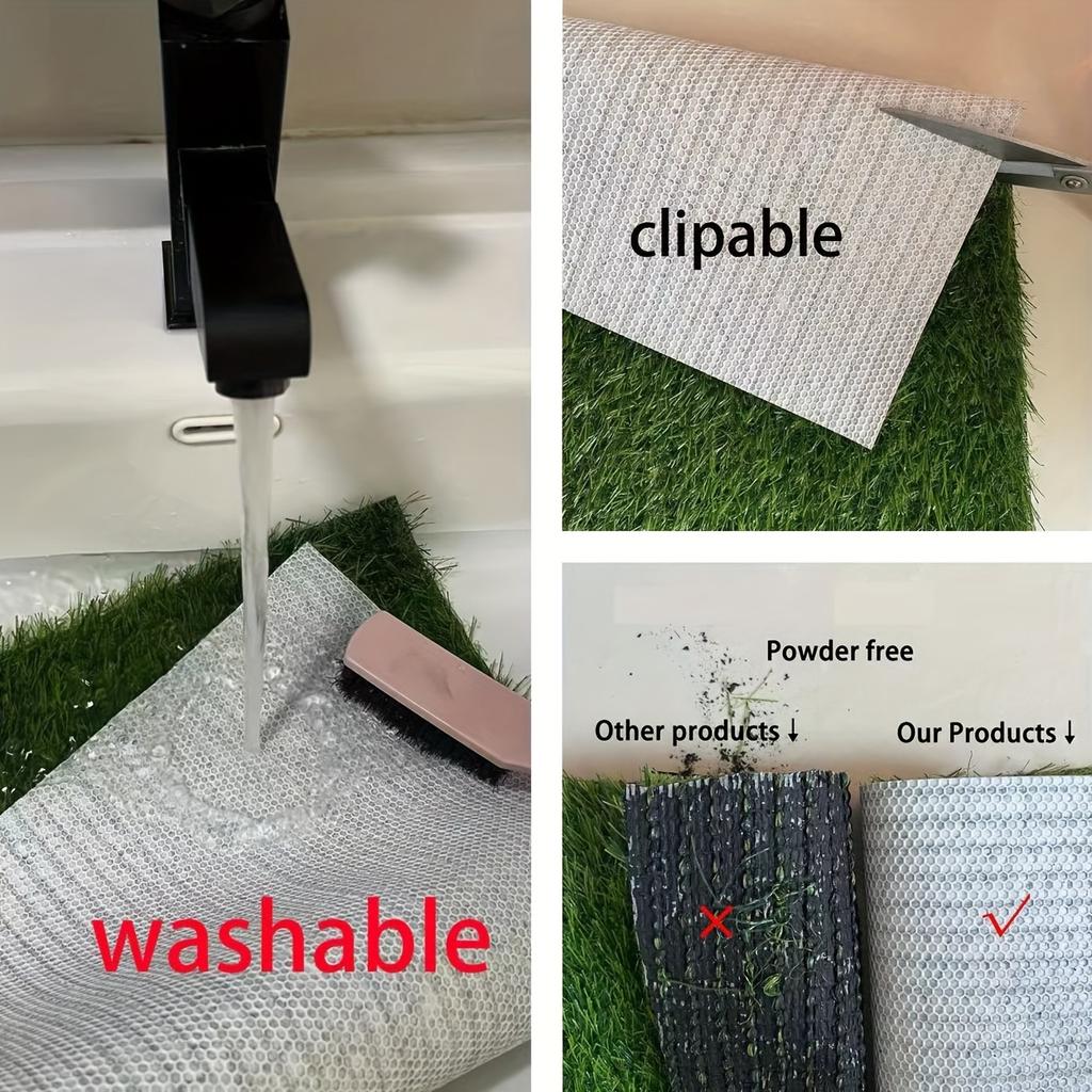 TPR Rubber Bottom Dog Potty Training Mat Easy Clean Anti-odor Indoor Pet Grass Mat Washable Reusable Puppy Diaper Grass Mat
