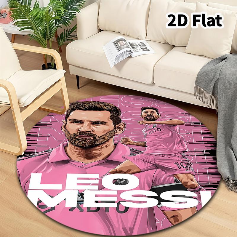 Messi Round Area Rug Carpet Rug For Living Room Bedroom Sofa Playroom Decor Nonslip Floor Mat