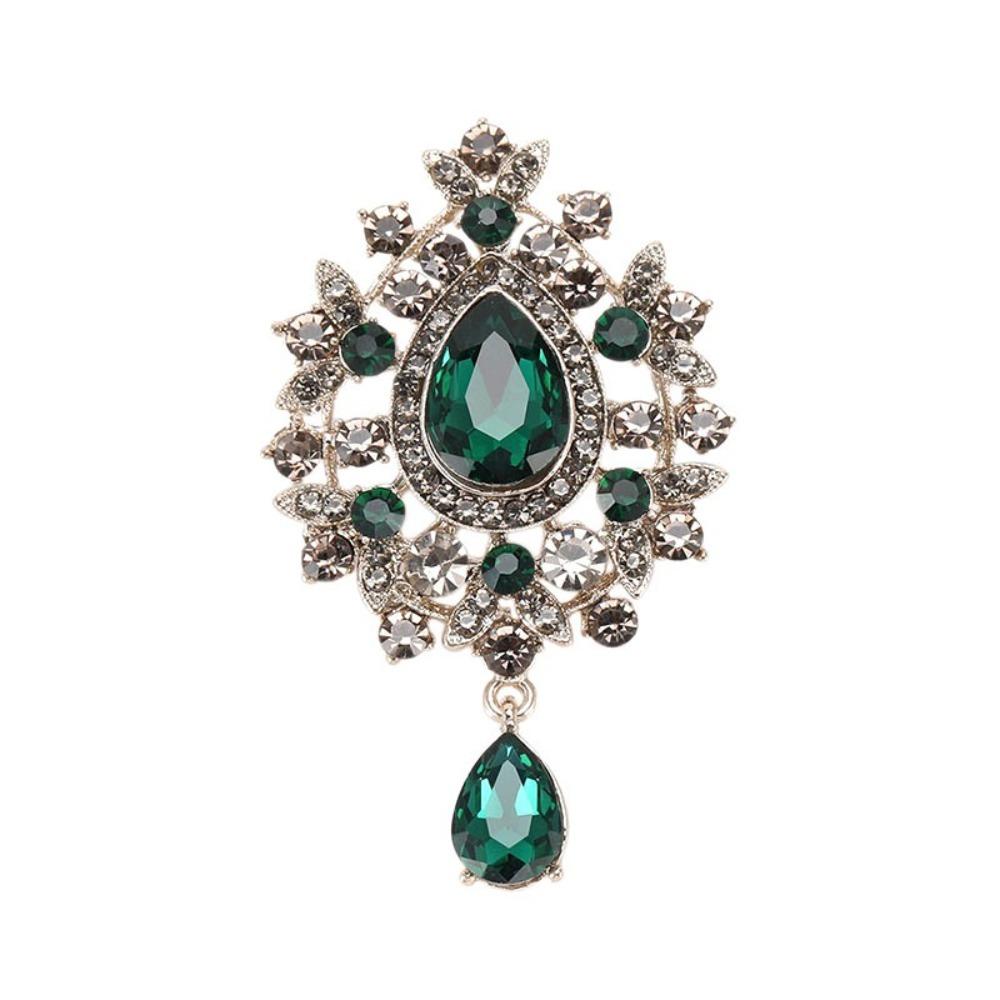 Retro Palace Style Zircon Crystal Brooch Zinc Alloy Corsage Pins New Pendant Brooch  Gift