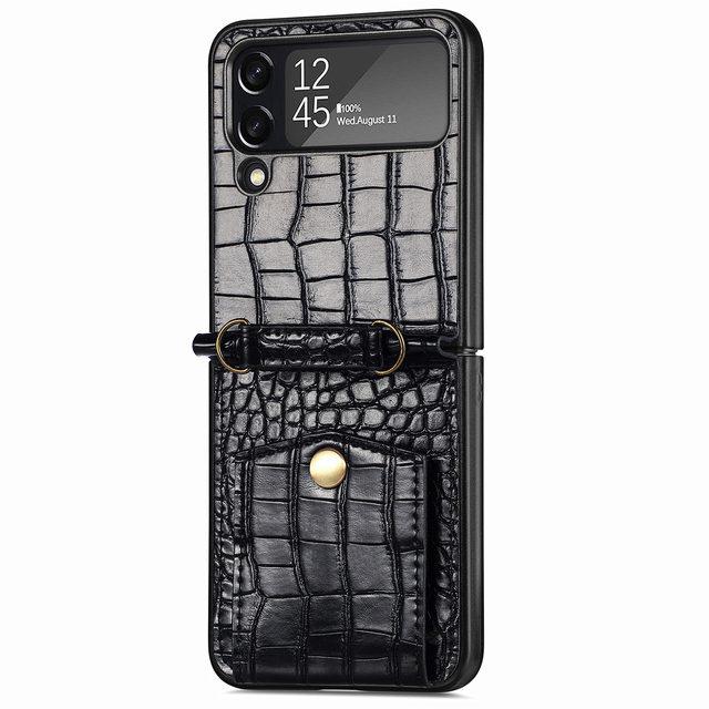 Wallet Phone Bag Crocodile Leather Case For Samsung Galaxy Z Flip4 5g Flip 4 Zflip4 Non -Slip Card Slot Full Protection Cover