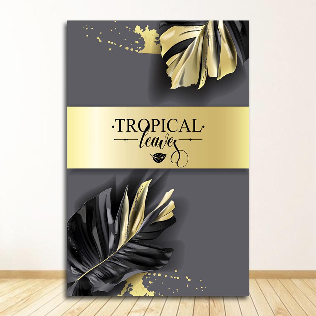 Nordic Canvas Painting Wall Art Tropical Leaves Posters and Prints for Living Room Decor Gold Plant Picture Home Decor Wholesale