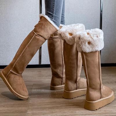Snow Boots Women's 2025 New Winter High-end Two-wear Button Boots To Keep Warm and Increase the Height of Northeast Mao Mao Boots
