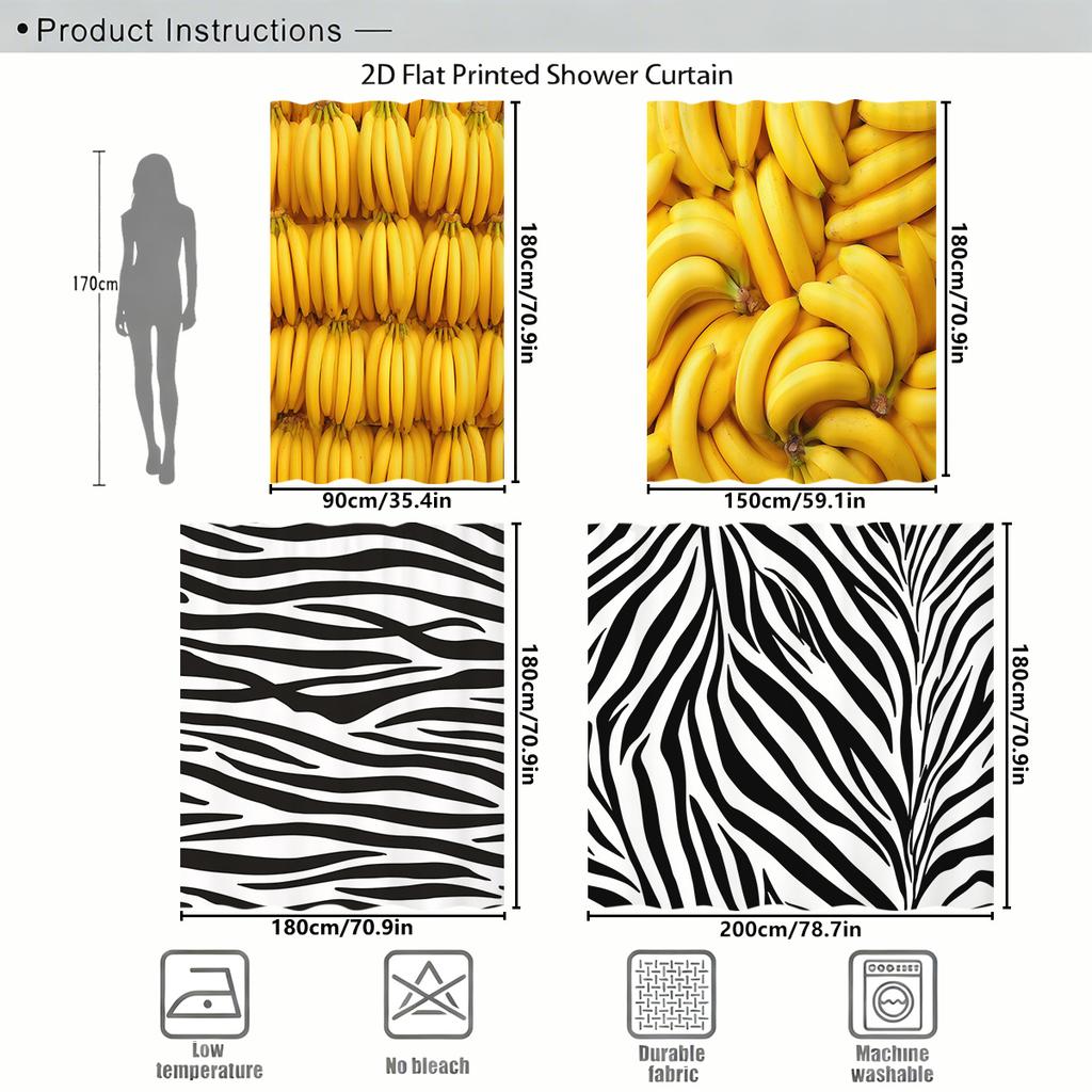Vivid Patterned Polyester Shower Curtain - Stylish Bathroom Decor, Fun & Trendy Bath Polyester For Home And Hotel Use