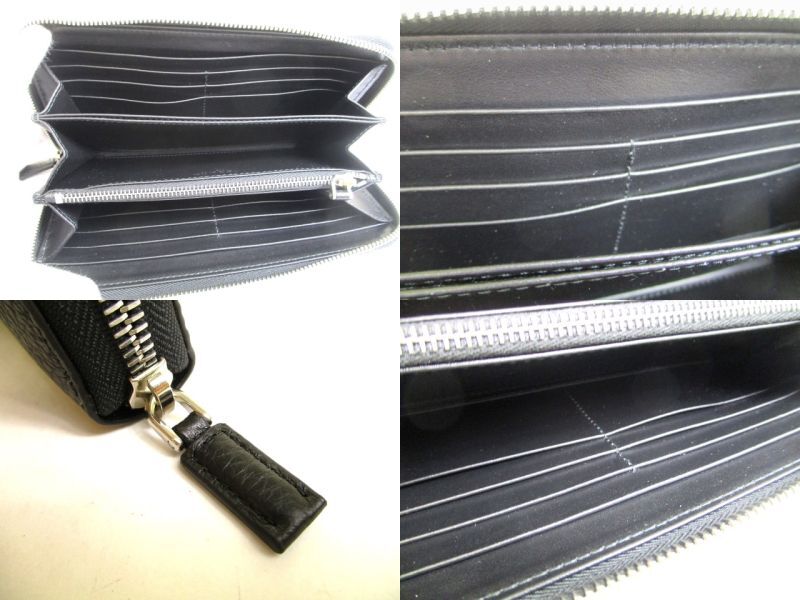 Authentic PRADA Black Calf Leather Round Zip Long Wallet #9939  Refurbished
