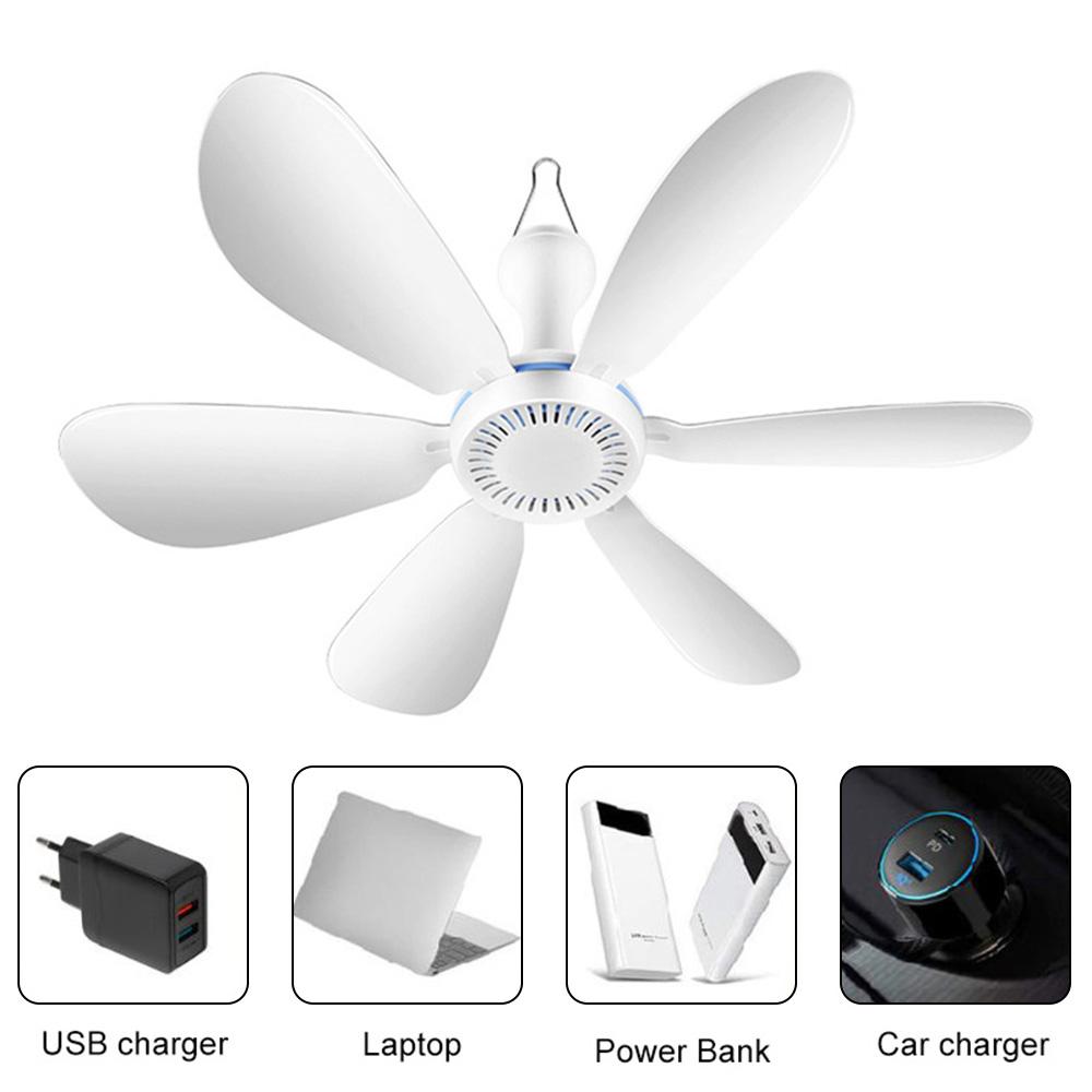 Ventilator de tavan cu încărcare USB, de uz casnic, silențios, cu vânt puternic, ventilator suspendat, ventilator de tavan cu 6 pale cu telecomandă pentru picnic, camping