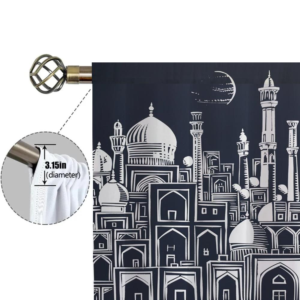 Kitchen Curtains for Living Room 2 Pieces Blackout Curtains Door Curtain Ancient Architecture Partition Bedroom Decoration Shade