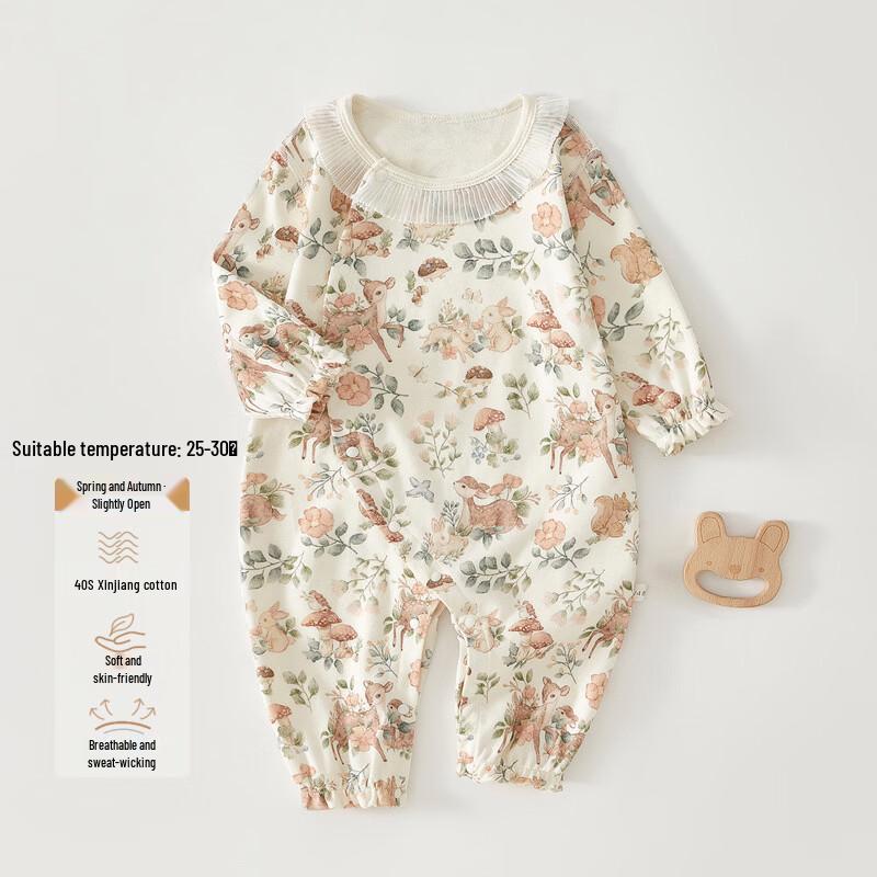 Little Lamb Pure Cotton Floral Newborn Romper XL