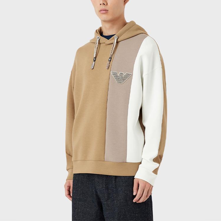 Emporio Armani FW22 Classic Eagle Logo Long Sleeve Hooded Sweatshirt Men Sweatshirt Color-Block 3L1MCA-1JHSZ-F116