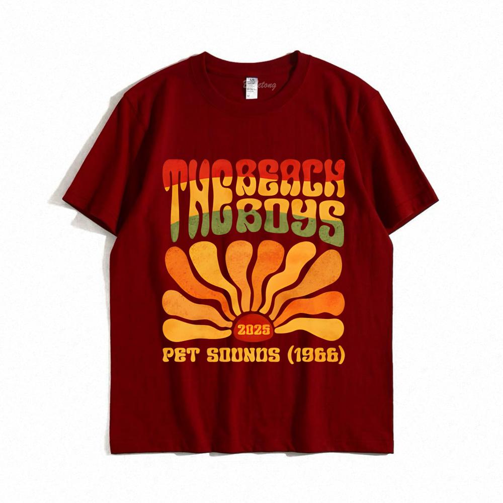 

The Beach BoysT Shirt Summer Hip HopTee-shirt Short Sleeve 100%Cotton O-neck Clothing High Quality Female/Male Retro Tops XXL красный